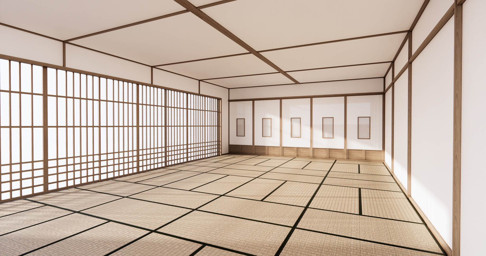 Indoor Empty Room Japanese Style 3D Rendering